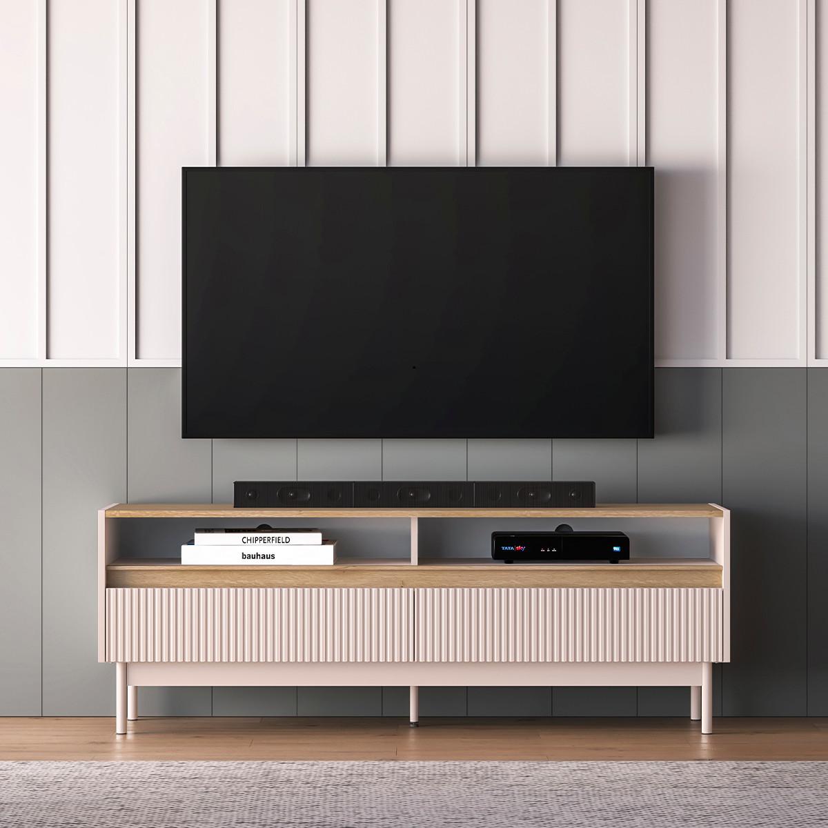 TV-MÖBEL Connie Kaschmir und Holz - Beige, Holzwerkstoff (153.8/54.9/40cm) - Petits-meubles