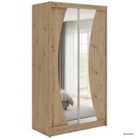 SCHWEBETÜRENSCHRANK 120 - VERONA - Eiche Artisan mit Spiegel - Alufarben/Eiche Artisan, Holzwerkstoff/Metall (120/216/61cm) - MKS
