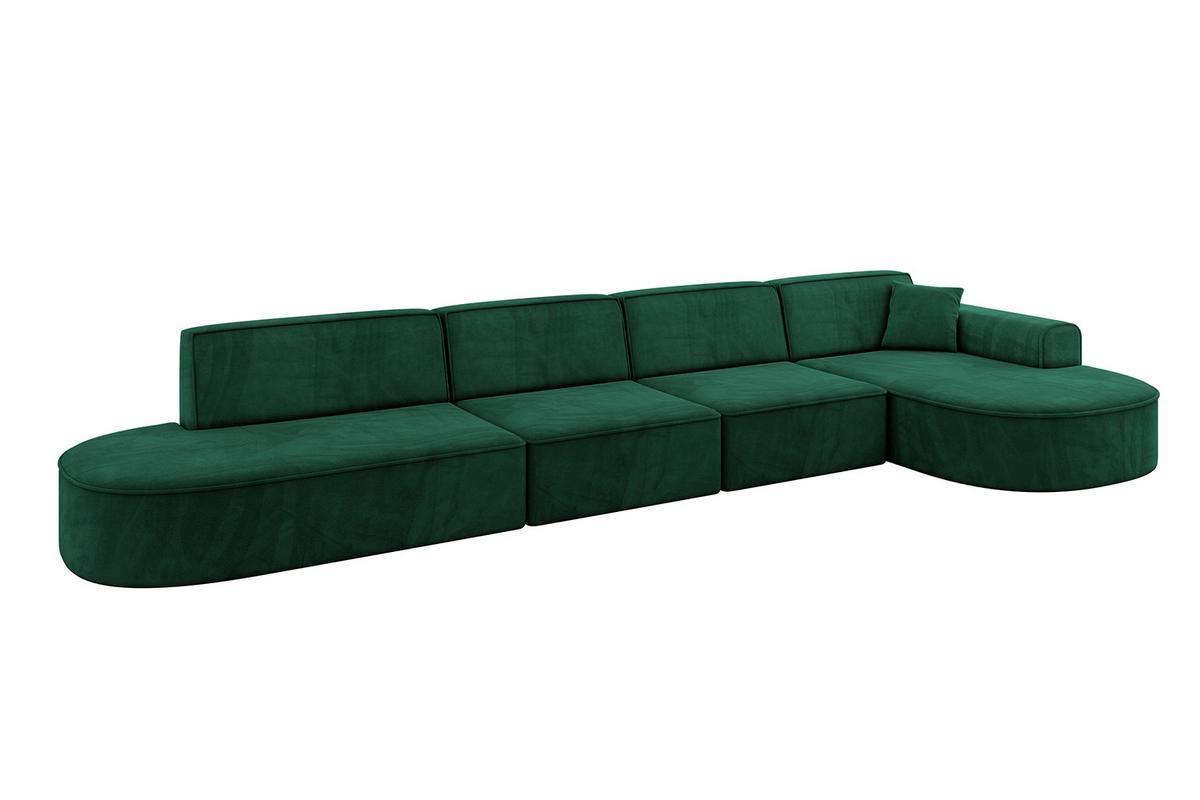 ECKSOFA Ottomane Rechts MARI-L3 - 413x171x79 cm Grün Velours - Schwarz/Grün, Holzwerkstoff/Kunststoff (171/413cm) - ALTDECOR