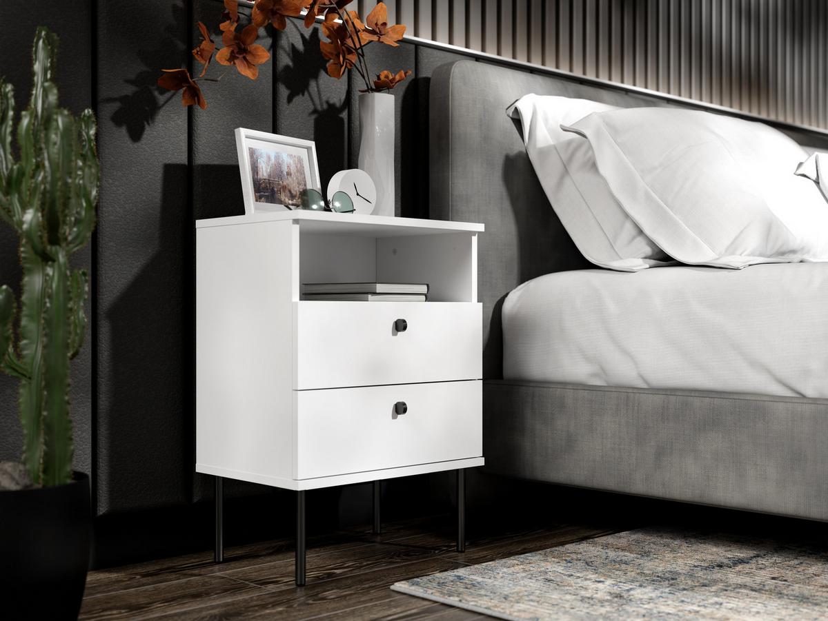 NACHTTISCH Weiß 50/69,5/33,9 - Weiß, Holzwerkstoff (50/70/34cm) - RAUMHIRSCH FURNITURE