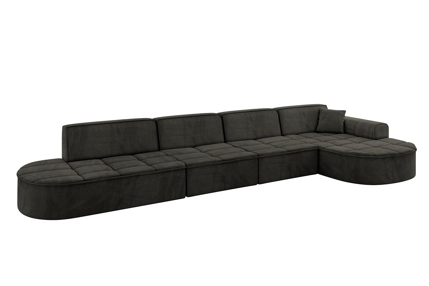 ECKSOFA Ottomane Rechts TARO-L3 - 413x171x79,5 cm Schwarz - Schwarz, Holzwerkstoff/Textil (413/171cm) - ALTDECOR