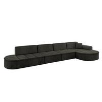 ECKSOFA Ottomane Rechts TARO-L3 - 413x171x79,5 cm Schwarz - Schwarz, Holzwerkstoff/Textil (413/171cm) - ALTDECOR