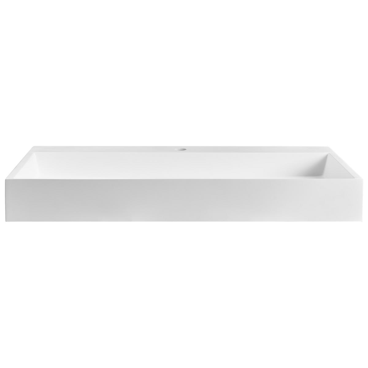 HÄNGEWASCHBECKEN Weiß 90/46 cm Mineralguss Quenko - Weiß, Naturmaterialen (90/12/46cm) - Beliani