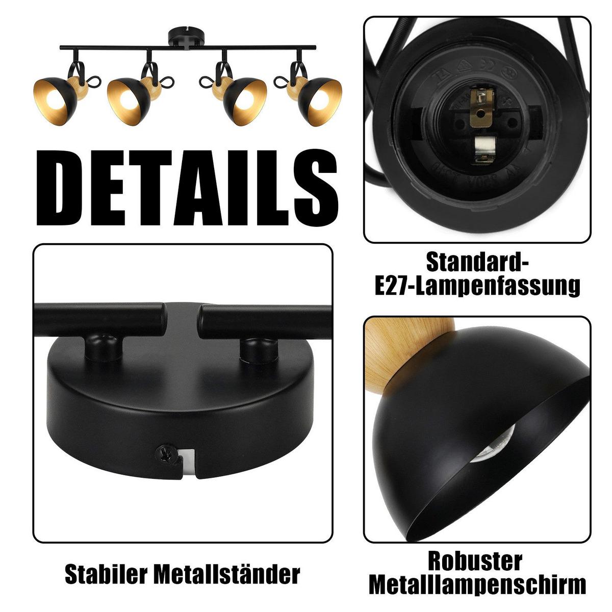 DECKENSTRAHLER Foreman 4-flammig 66/21/15 cm - Schwarz, Metall (66/21/15cm) - Nettlife