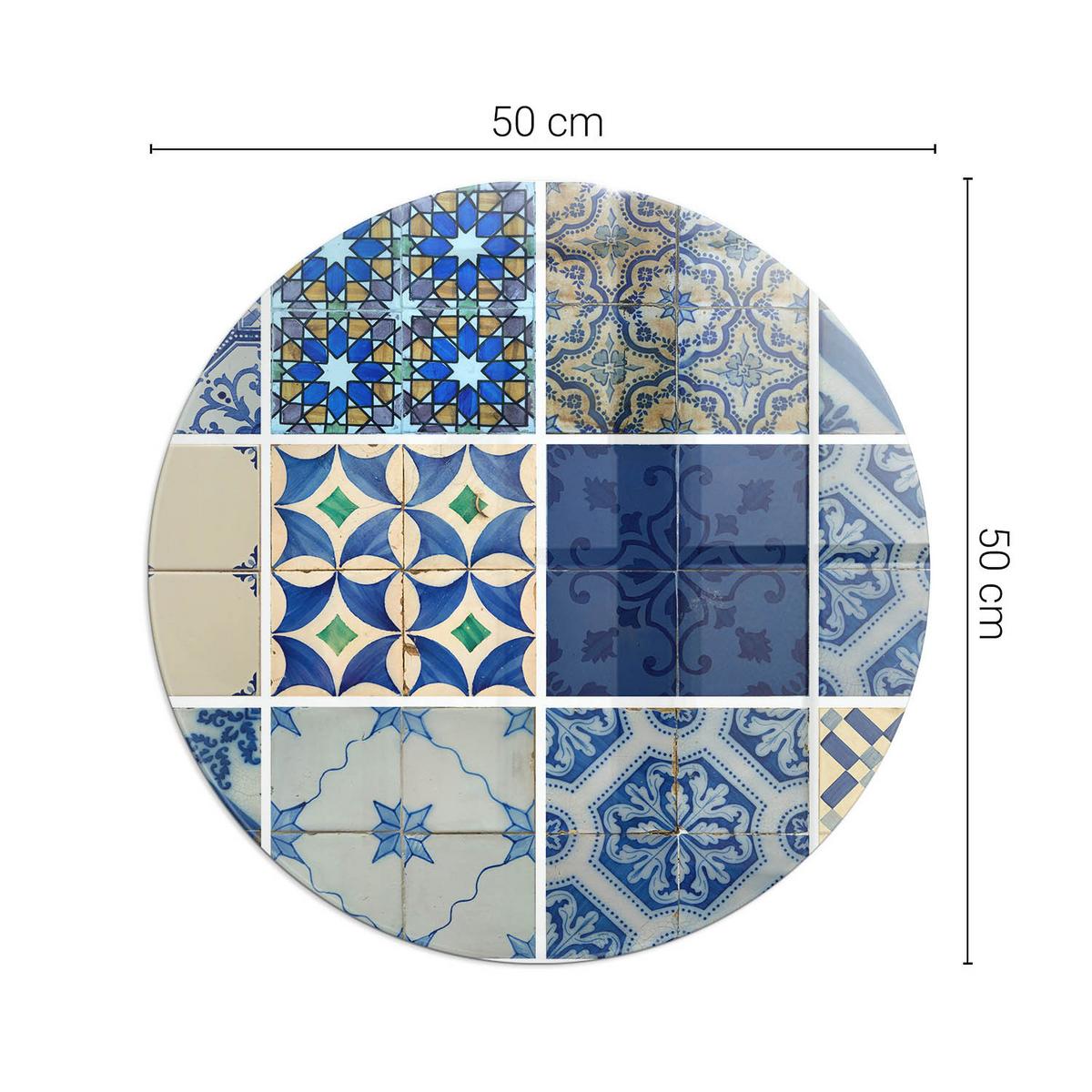 GLASPLATTE für Kamin Ø 50 cm - Blau, Glas (50/50/0.4cm) - TULUP