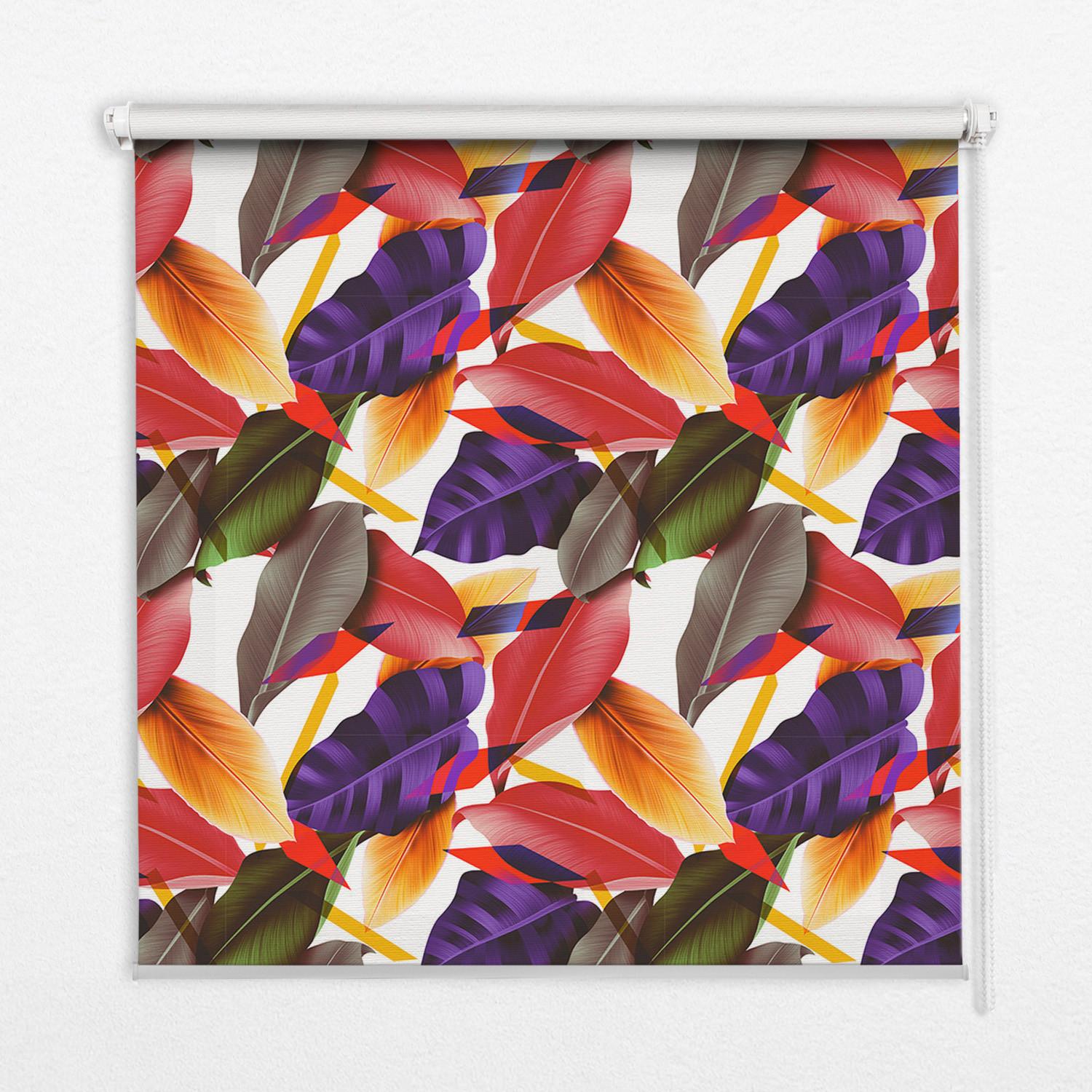 INNENROLLO - Fensterrollo - Rollo - 90x180 cm - Bunte Blätter - Rot, Kunststoff (90/180/0.5cm) - TULUP