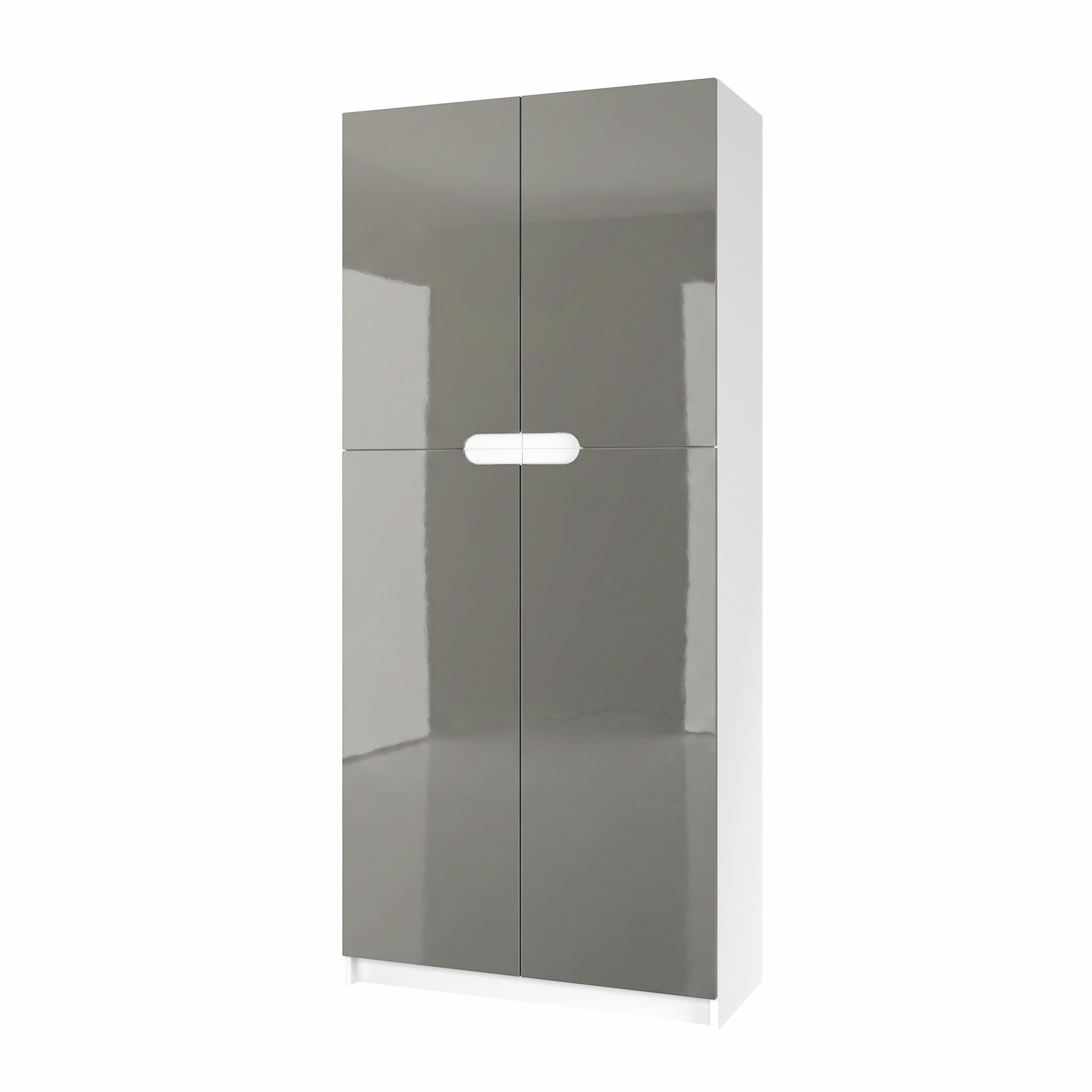 BÜROSCHRANK Logan Fronten in Grau Hochglanz - Grau, Holzwerkstoff (82/184/37cm) - Vladon