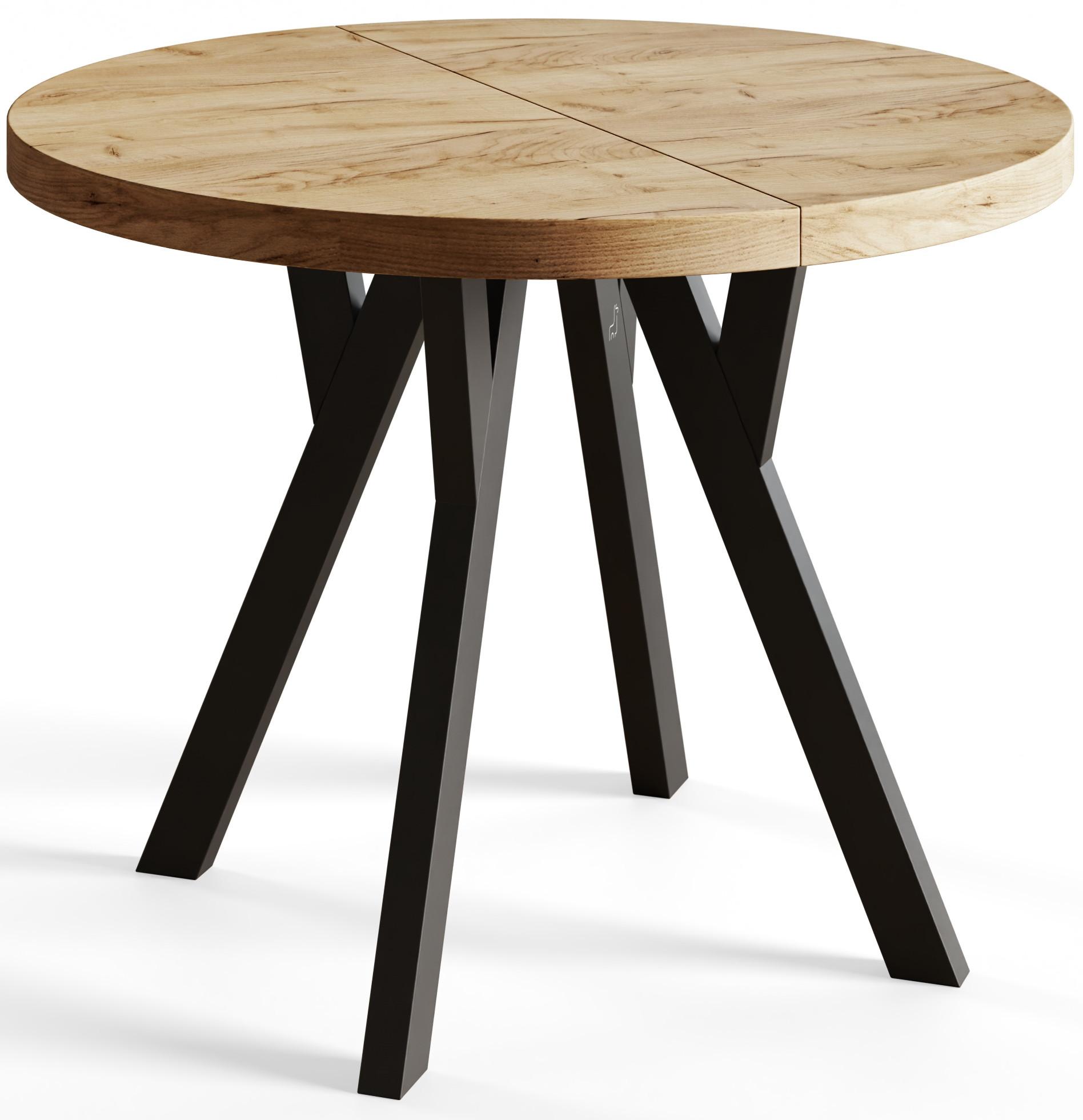 RUNDER Esstisch ausziehbar – Moderner Wohnzimmertisch und Küchentisch – Tisch mit Stabile Konstruktion, Durchmesser 120 cm - 220 cm - Farbe Craft - Schwarz/Braun, Holzwerkstoff (120/120/77cm) - Alpi-Möbel