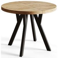 RUNDER Esstisch ausziehbar – Moderner Wohnzimmertisch und Küchentisch – Tisch mit Stabile Konstruktion, Durchmesser 120 cm - 220 cm - Farbe Craft - Schwarz/Braun, Holzwerkstoff (120/120/77cm) - Alpi-Möbel