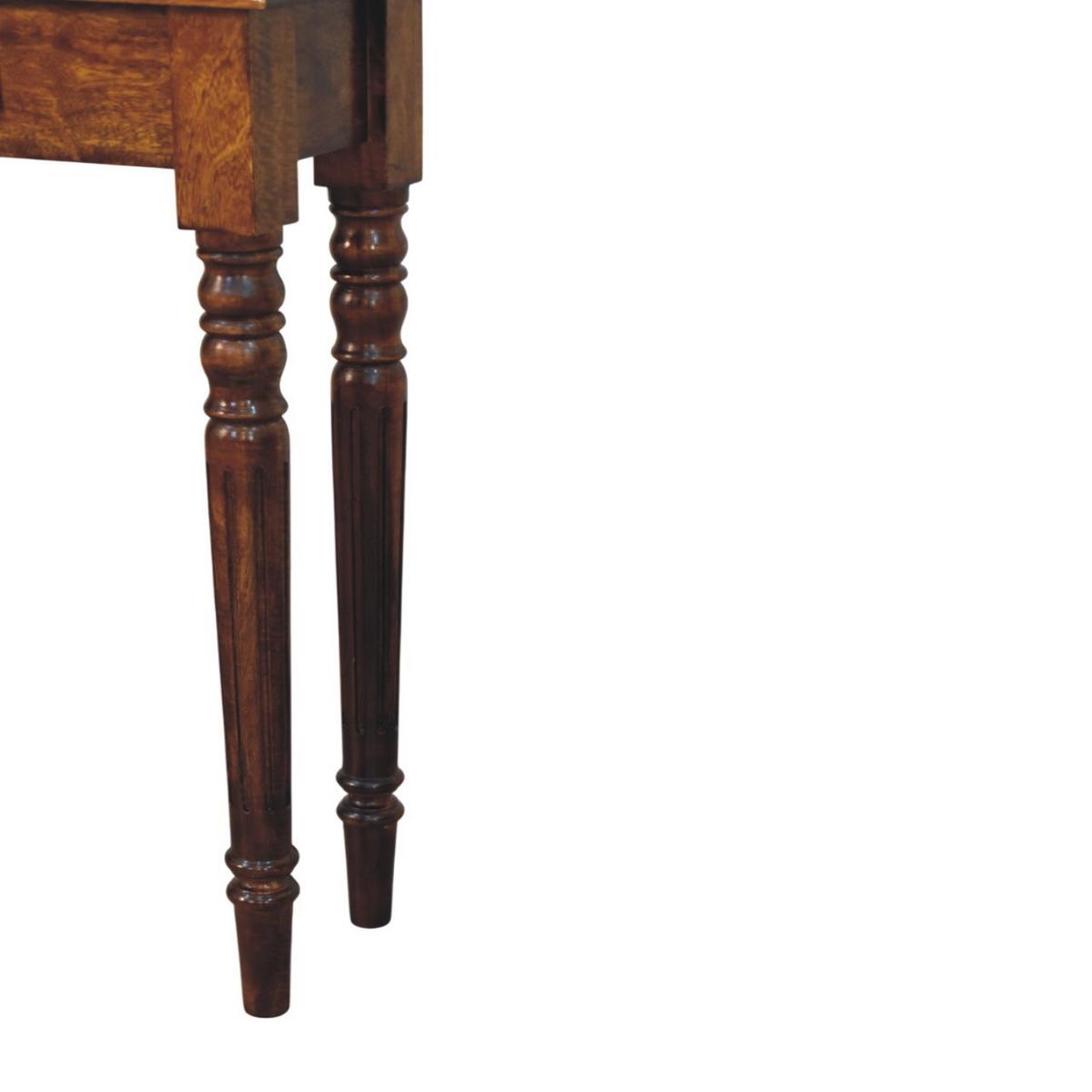 KONSOLE Massivholz Kastanienbraun Gedrechselte Beine, 1 Schublade, Dunkelbraun - Dunkelbraun/Messingfarben, Mangoholz/Holz (25/70/80cm) - Artisan Furniture