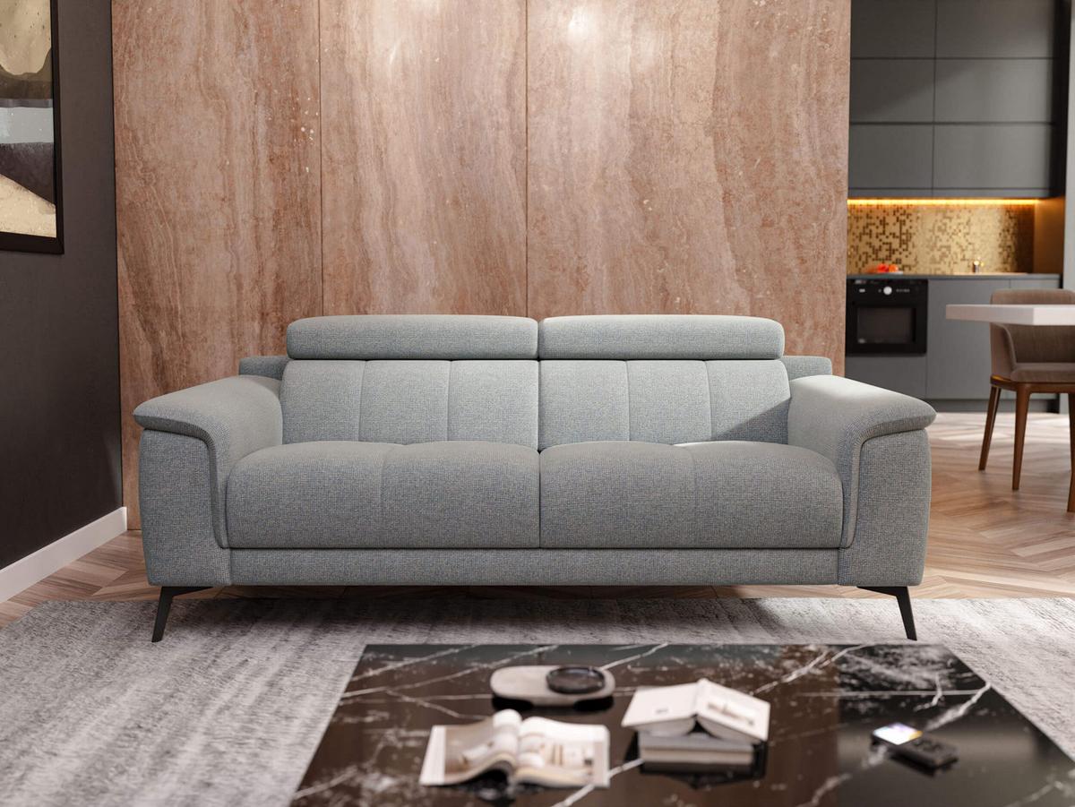 SOFA FIERO 3-Sitzer, silberfarben - Silberfarben/Schwarz, Holzwerkstoff/Textil (212/82/103cm) - Wozimo