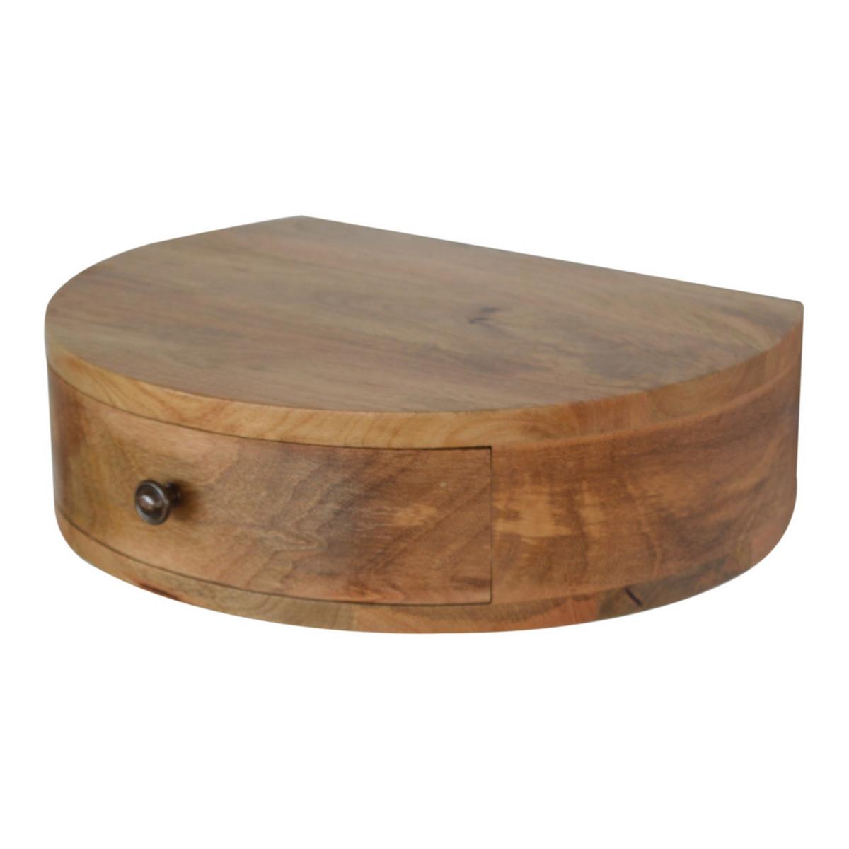NACHTTISCH Wandmontage, Rund, 1 Schublade, Braun - Messingfarben/Braun, Holz/Metall (40/11/31cm) - Artisan Furniture