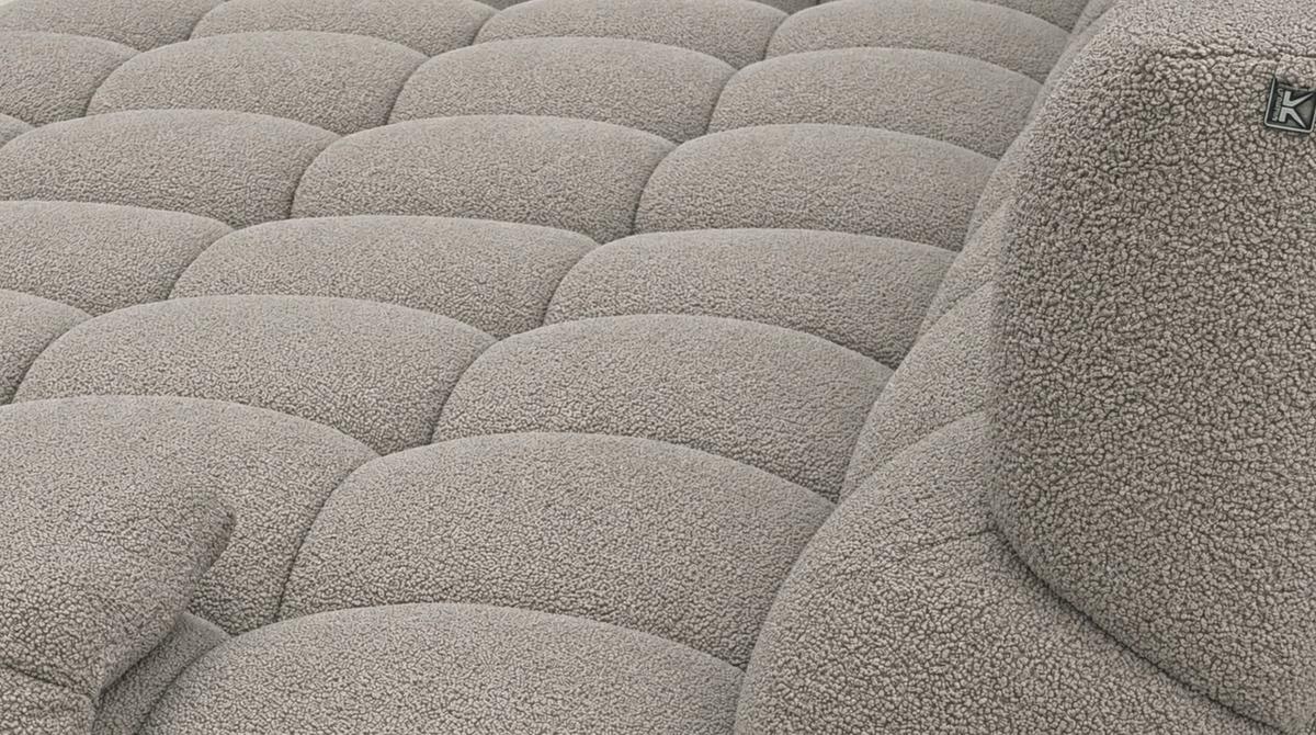BIG SOFA AMIA Grau Bouclé - Greige/Schwarz, Kunststoff/Textil (290/86/178cm) - KAWOLA