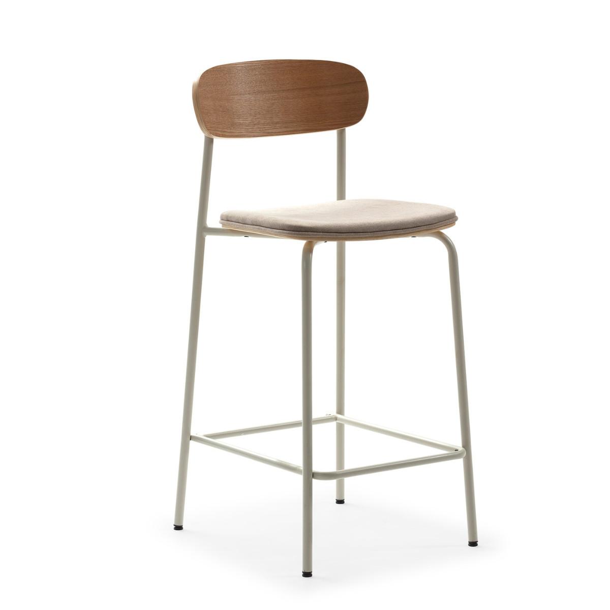 BARHOCKER (Set aus 2) aus Stoff mit schwarzen Metallbeinen - adriana 42/48/66 cm - Beige, Textil (48/66/42cm) - Calicosy