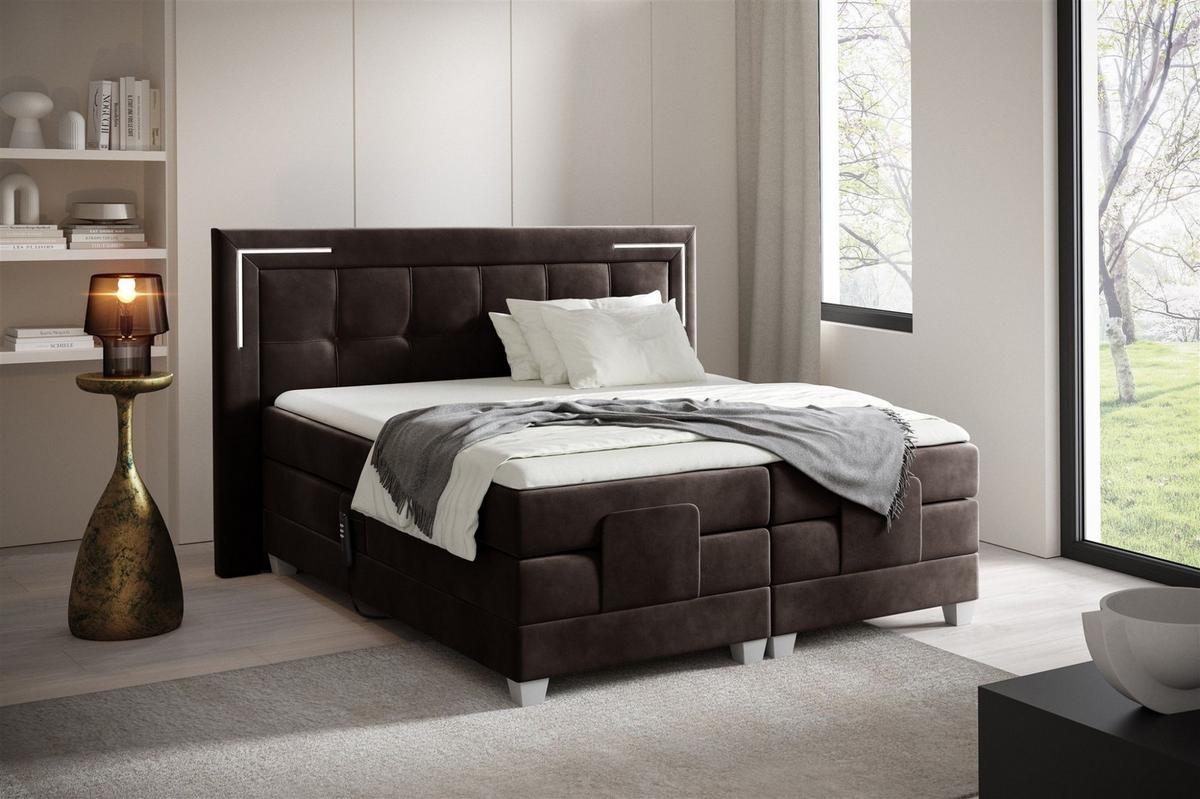 BOXSPRINGBETT Bett Elektrisch Dores - Dunkelbraun, Holzwerkstoff/Textil (120/200cm) - Fun Möbel