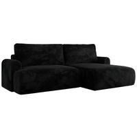 ECKSCHLAFSOFA TONO L Schwarz Plüsch - rechts - Schwarz, Kunststoff/Textil (150/260cm) - MKS