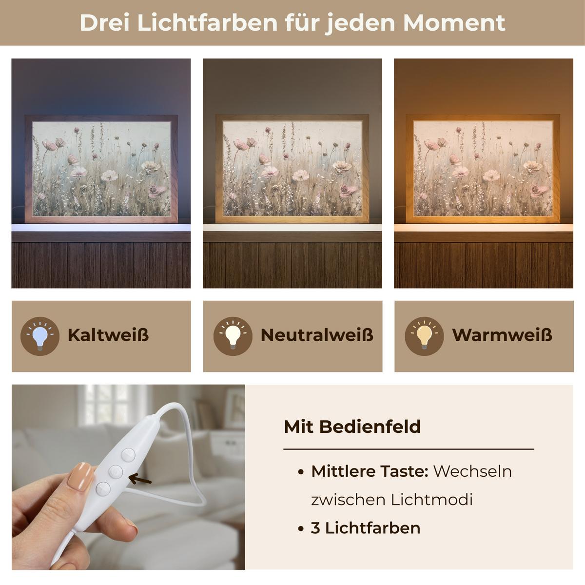 WANDLEUCHTE Blumen - Rosa - Modern - Beige 30x20 cm - Altrosa, Holzwerkstoff (30/20/8cm) - OnlyWow