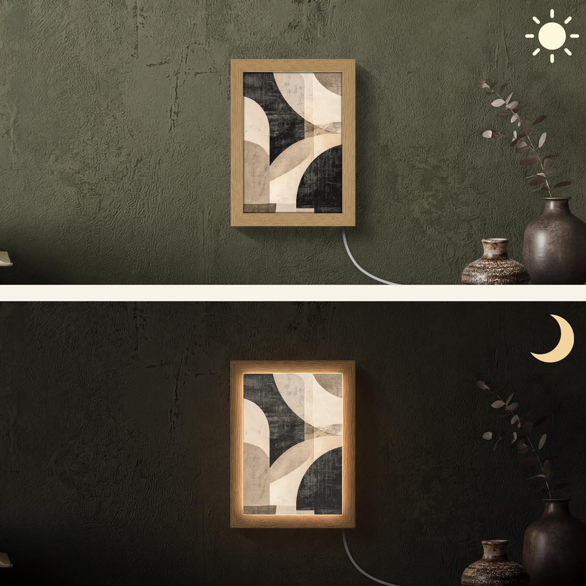 WANDLEUCHTE Abstrakt - Formen - Modern - Beige 15x20 cm - Grau, Holzwerkstoff (15/20/8cm) - OnlyWow