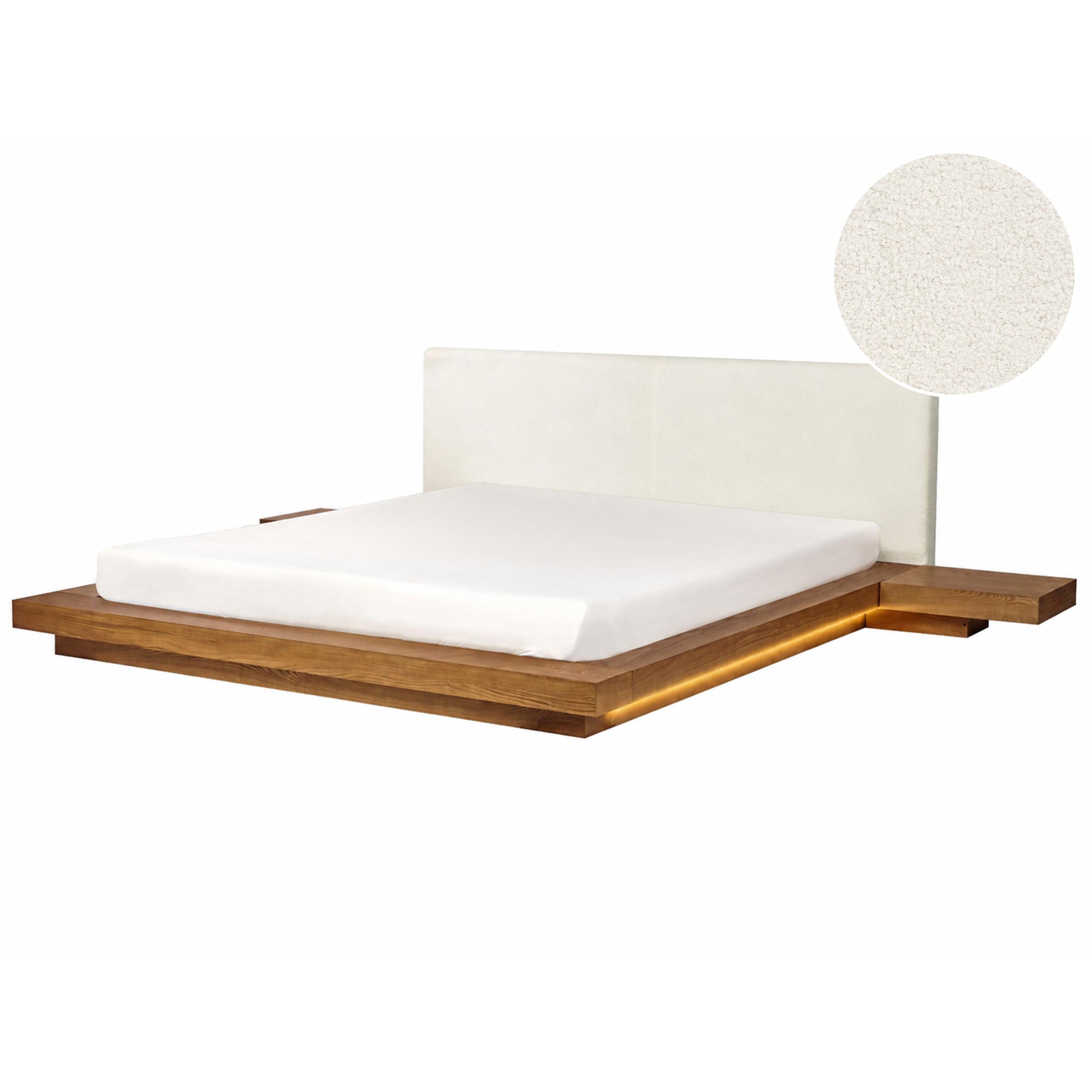 BETT mit LED 180/200 cm MDF-Platte Hellbraun Zen - Hellbraun, Holz (180/200cm) - Beliani