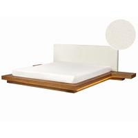 BETT mit LED 180/200 cm MDF-Platte Hellbraun Zen - Hellbraun, Holz (180/200cm) - Beliani