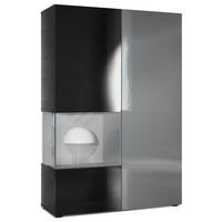 VITRINE Morena Tür und Einsatz in Grau Hochglanz - Grau, Holzwerkstoff (91.5/136.5/37cm) - Vladon