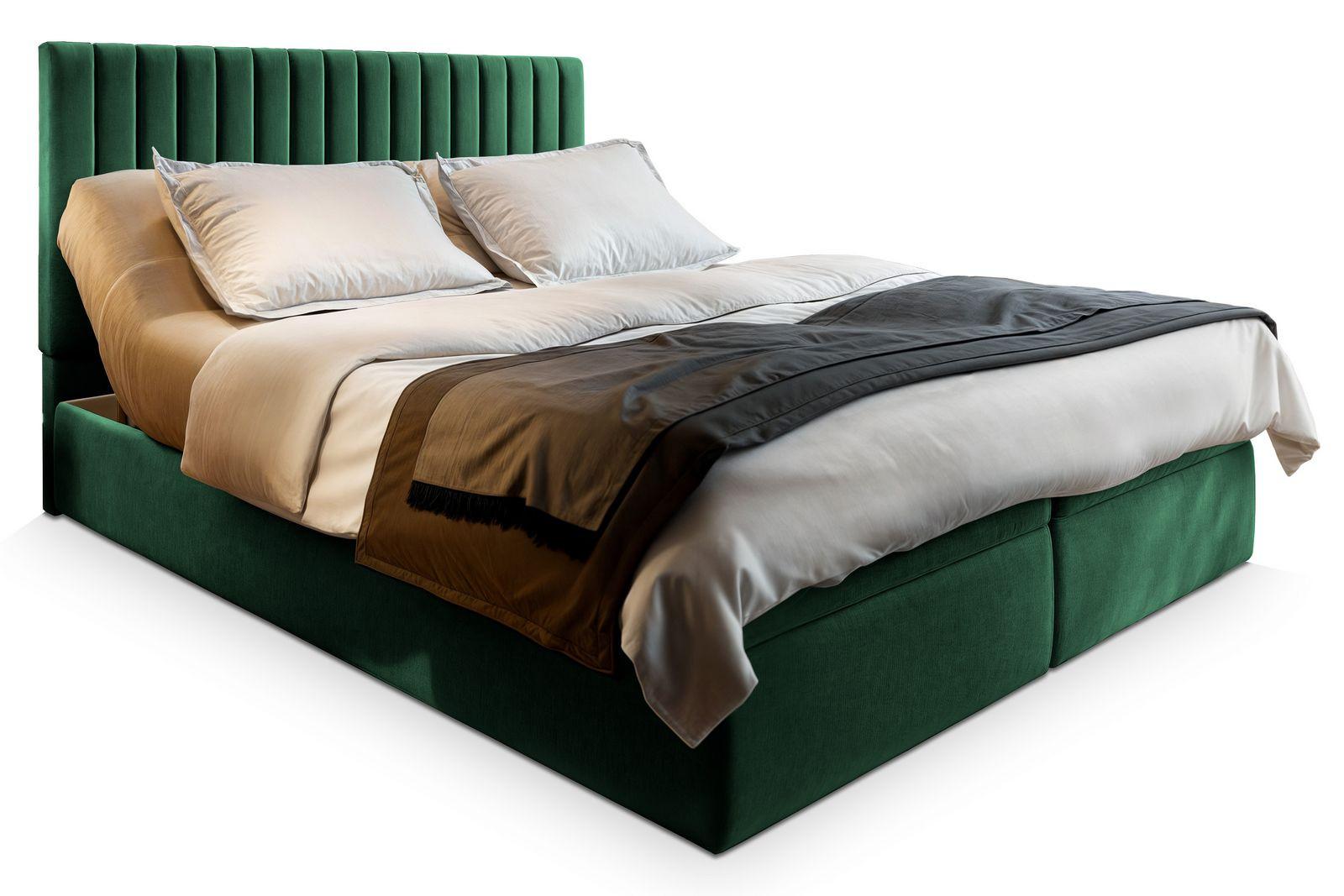 BOXBETT MURLO 160x200 cm mit Matratze und Topper - Grün - Grün, Holz (160/200cm) - MASSENO