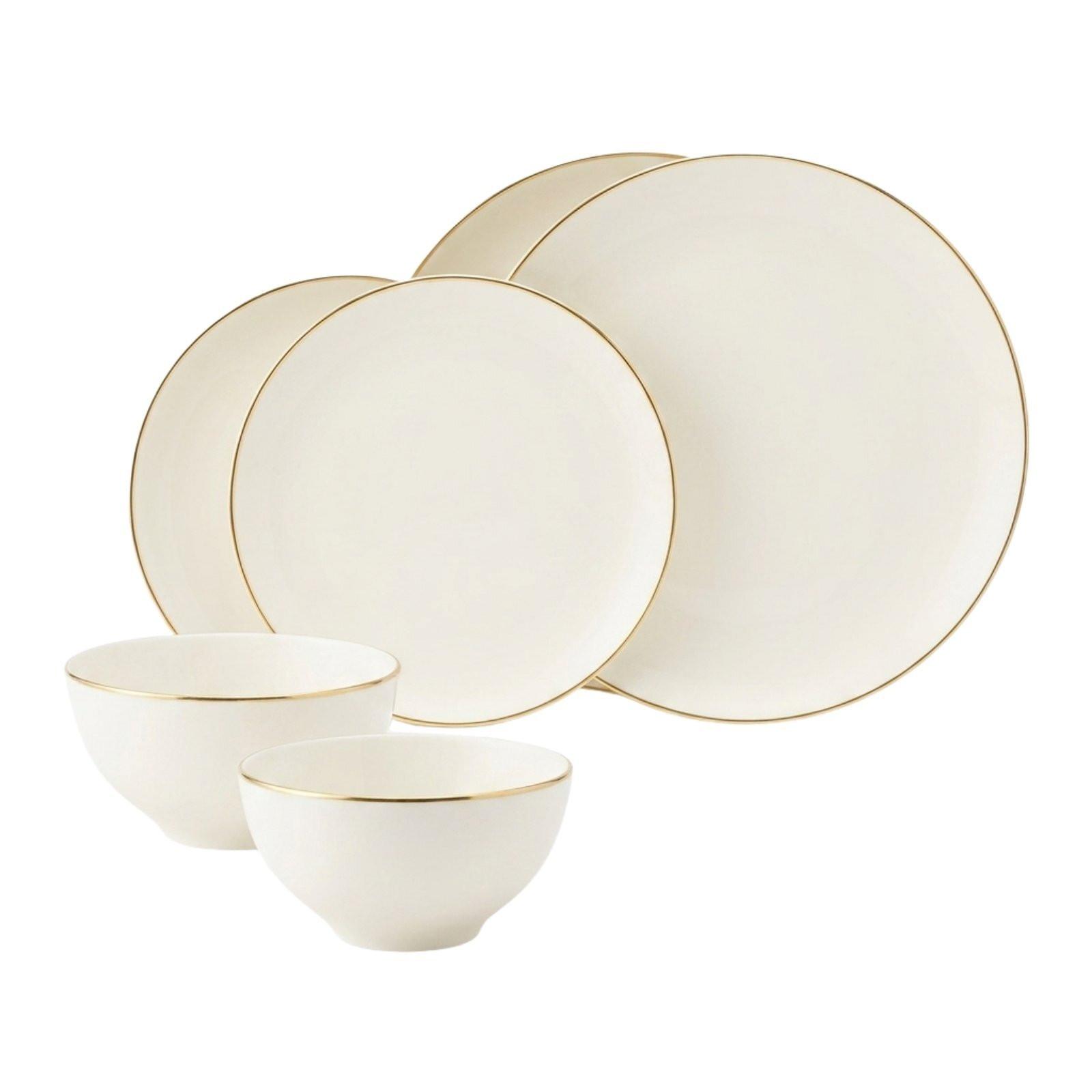 BASIC-SET Savona Goldlinie creme 6-tlg. - Creme, Keramik (2/2/2cm) - Seltmann Weiden