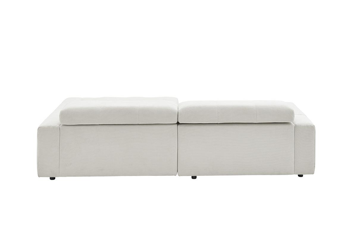 ECKSOFA MIT MOTORISCHEM SITZVORZUG RENO Weiß Cord Relaxfunktion - Schwarz/Weiß, Kunststoff/Textil (258/217cm) - KAWOLA