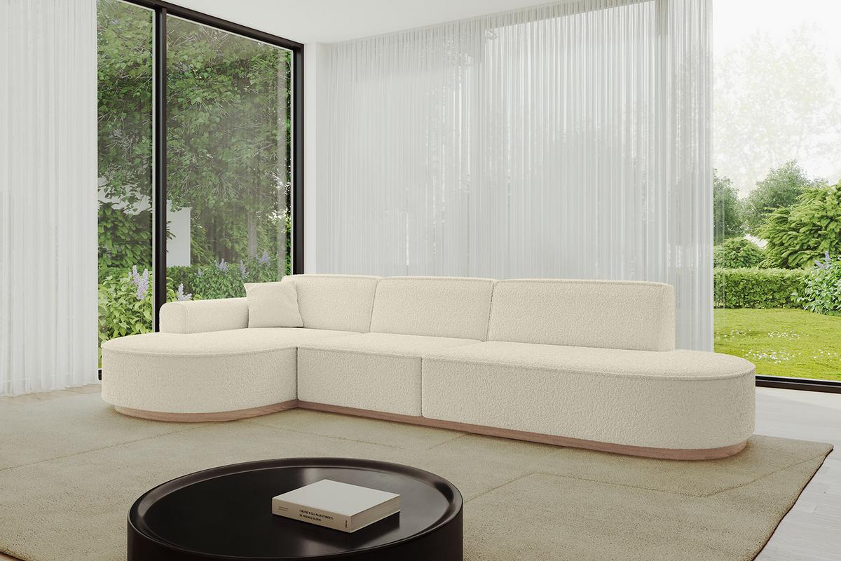 ECKSOFA Ottomane Links MARI-L2-v1 - 328x171x83 cm Beige Bouclé - Beige, Holzwerkstoff/Textil (328/171cm) - ALTDECOR