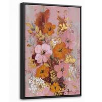 LEINWAND Bilder mit Rahmen - Malerei - Blumen - Rustikal - Rosa - 20x30 - Altrosa, Textil (20/30cm) - MuchoWow