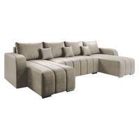 WOHNLANDSCHAFT Pufetto U - Beige/Silberfarben, Holz/Textil (313/86/147cm) - MIRJAN24