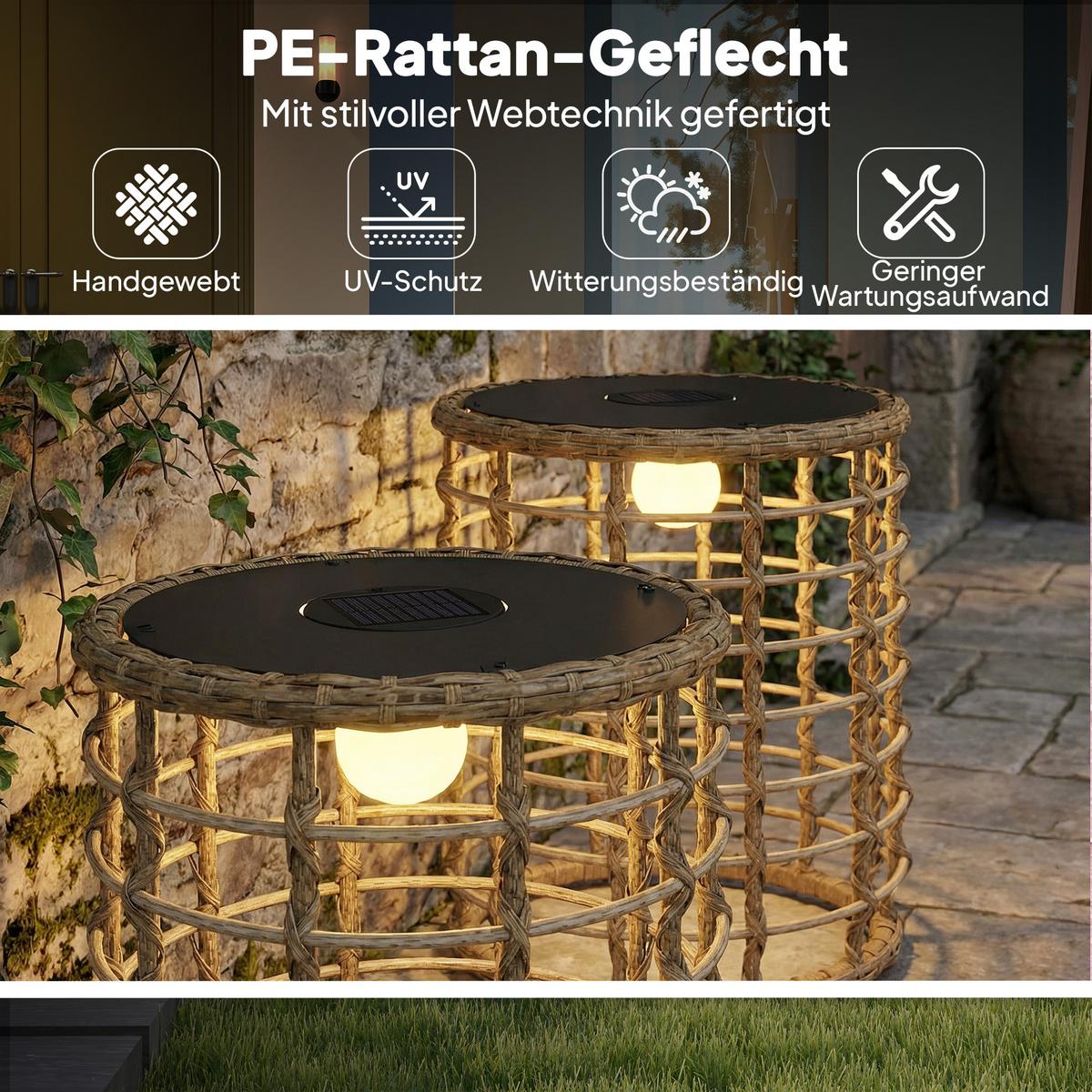 SOLARLAMPE-SET 2 TLG. Sandfarbend - Sandfarben, Kunststoff (45/45/45cm) - Outsunny