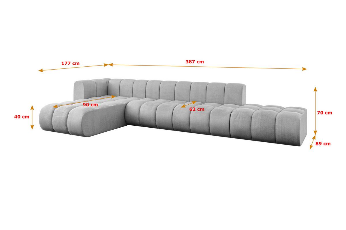 ECKSOFA modulares Sofa Zuvon-L2 - 387x177x70 cm Grau - Hellgrau, Holzwerkstoff/Textil (387/177cm) - ALTDECOR