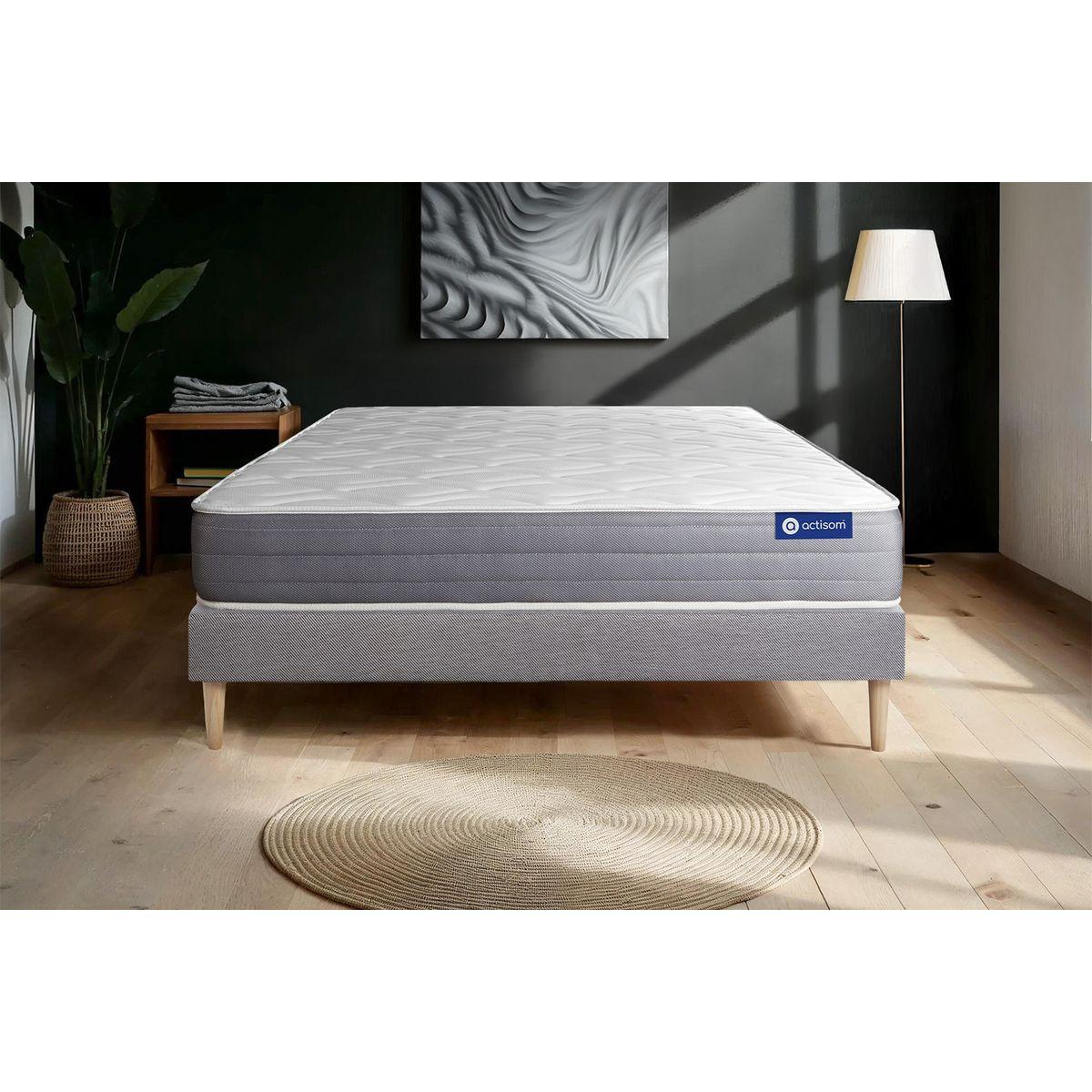 BETT Actimemo dream Memory-Schaum 90 x 200 cm h2 - Kit Bettgestell Grau - Beige/Grau, Karton/Holz (90/200cm) - ACTISOM