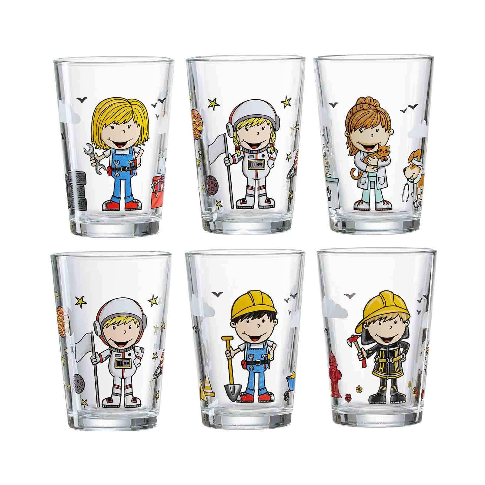 KINDERGLÄSER Berufe Jungs & Mädchen bunt 205 ml 6-tlg. - Multicolor, Glas (0.205L) - Ritzenhoff Breker
