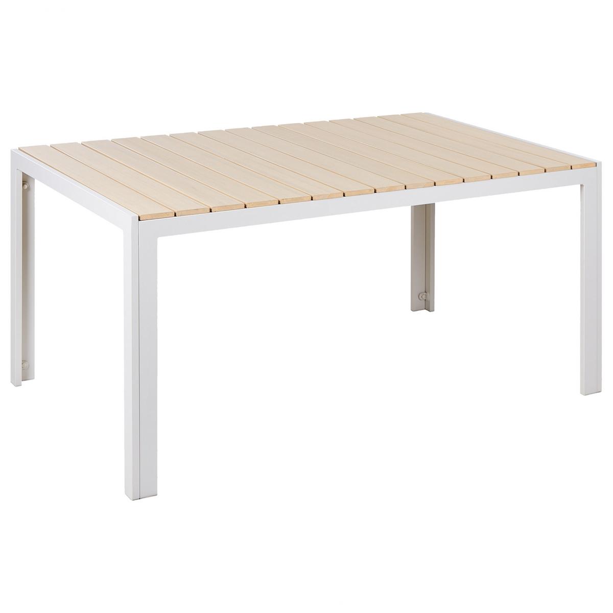 GARTENMÖBEL-SET 6-Sitzer Kunstholz beige/weiß Como - Beige/Weiß, Kunststoff - Beliani