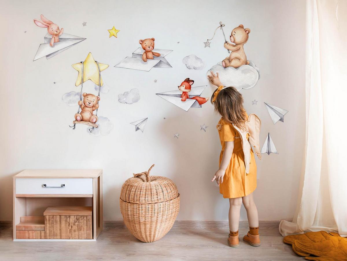 WANDAUFKLEBER 100x142cm - Aquarelltiere - Multicolor, Kunststoff (100/142/0.1cm) - Wallfluent