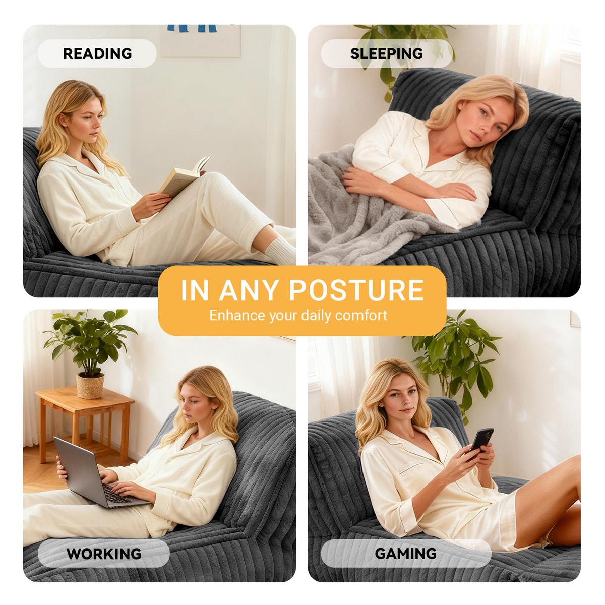 SESSEL MIT HOCKER aus Kordsamt modular und ergonomisch gepolstert - Dunkelgrau, Textil (160/66/80cm) - Urban Meuble