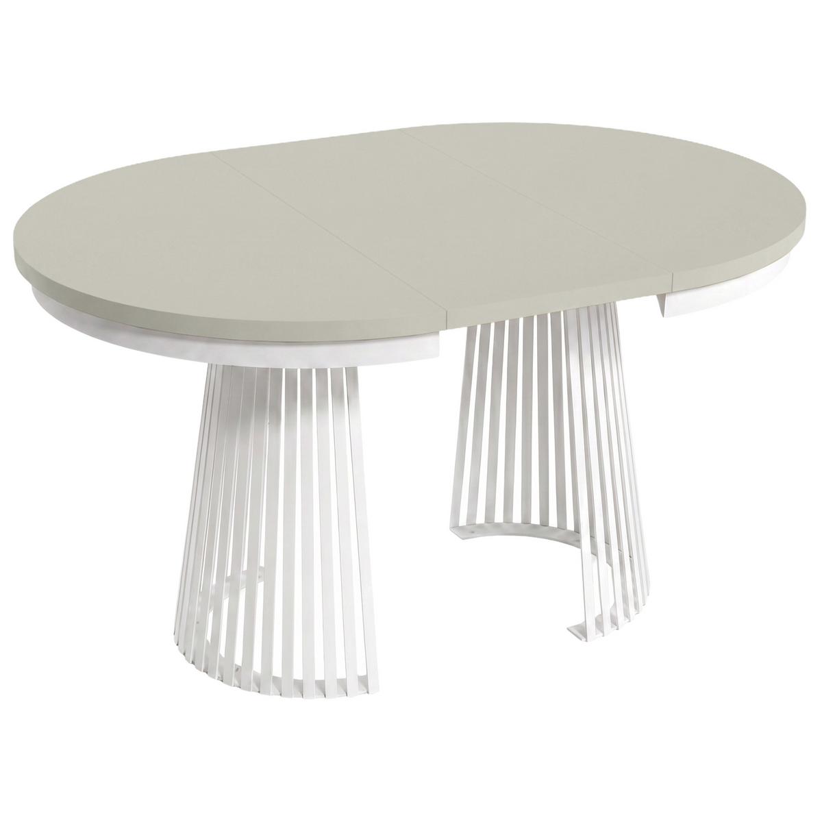 ESSTISCH Lumi im Loft-Stil, ausziehbar Ø 120–200 cm, Metallbeinen, Weiß +Kaschmir - Kaschmir/Weiß, Metall (120/120/77cm) - Beautysofa