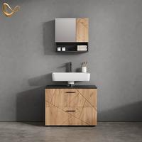 BADMÖBEL-SET Ronco Goldkraft Eiche/Anthrazit 2 Teile - Honigeiche/Anthrazit, Holzwerkstoff (80/58/41cm) - Livinity®