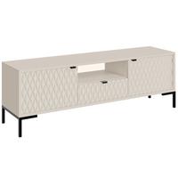 LOWBOARD Montreal mit 2 Türen, 1 Schublade und offenem Fach, dekorative 3D-Fronten, Kaschmir - Kaschmir/Schwarz, Holzwerkstoff/Metall (150/47/40cm) - Beautysofa
