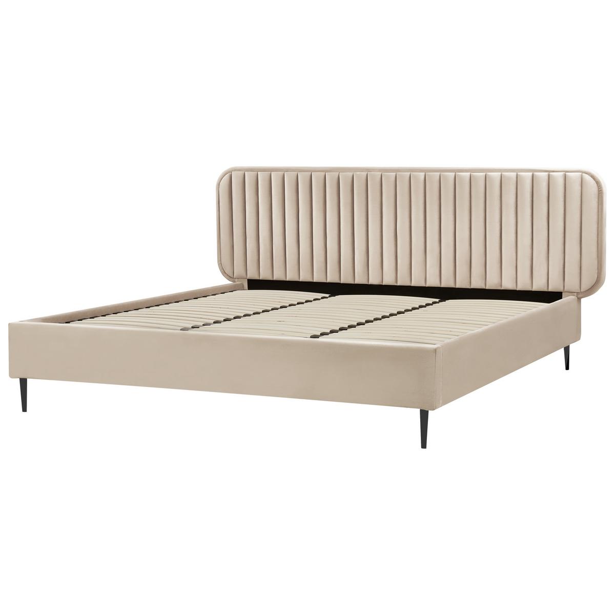 BETT mit Lattenrost 180/200 cm Taupe Brin - Taupe/Schwarz, Textil (180/200cm) - Beliani