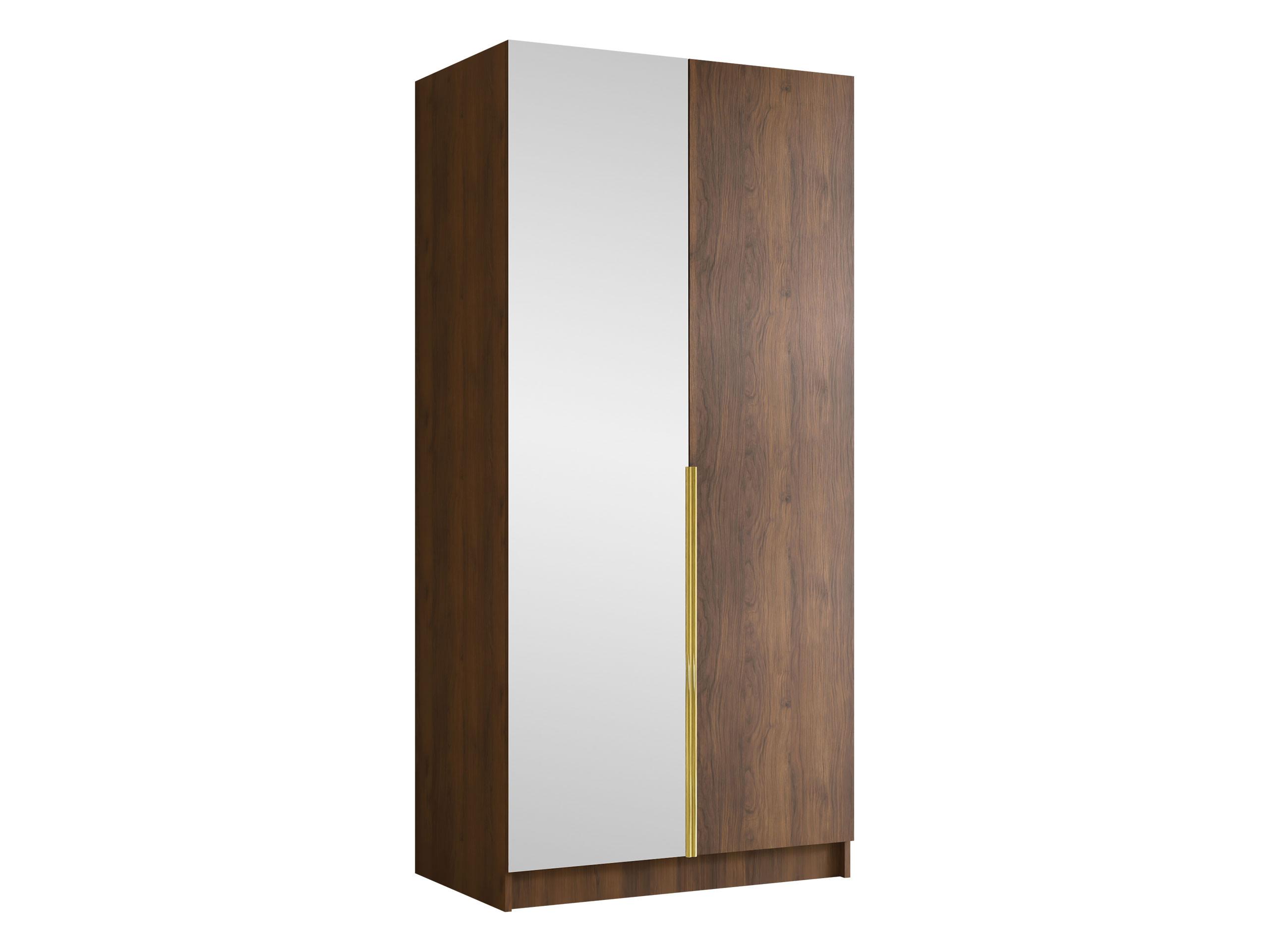 KLEIDERSCHRANK Bono II - Goldfarben/Nussbaumfarben, Holzwerkstoff/Metall (100/215/58cm) - MIRJAN24