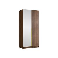 KLEIDERSCHRANK Bono II - Goldfarben/Nussbaumfarben, Holzwerkstoff/Metall (100/215/58cm) - MIRJAN24