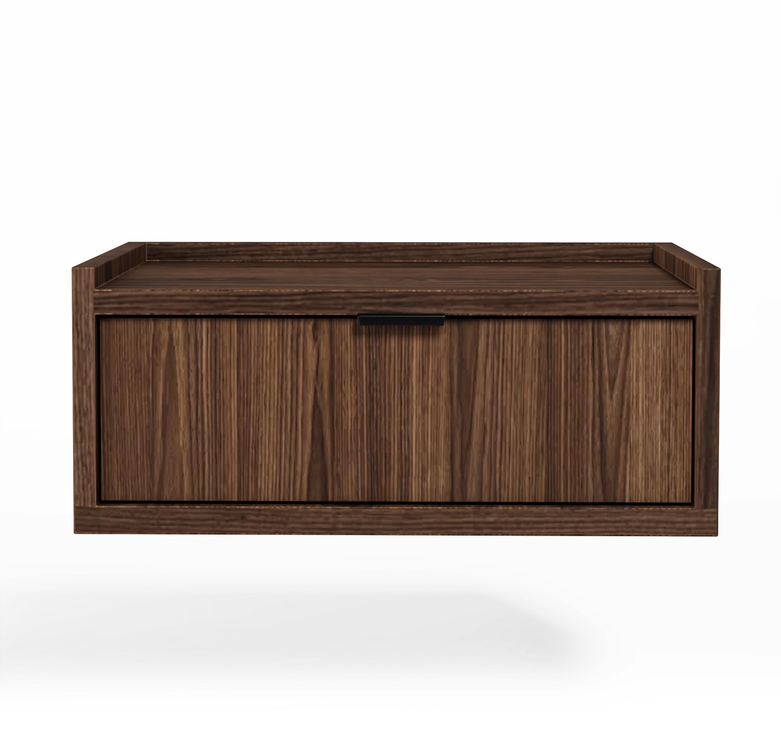 NACHTTISCH Nordiva 1S Warmia Walnut 40/21/35 cm – Hängend - Walnussfarben/Schwarz, Holzwerkstoff/Metall (40/21.5/35cm) - AX Living
