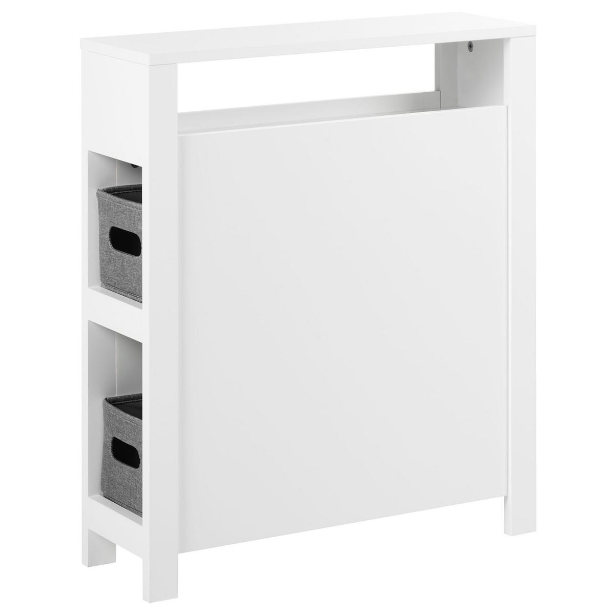 BADEZIMMERSCHRANK 20 cm Weiß Cachi - Dunkelgrau/Weiß, Holzwerkstoff (20/70/60cm) - Beliani