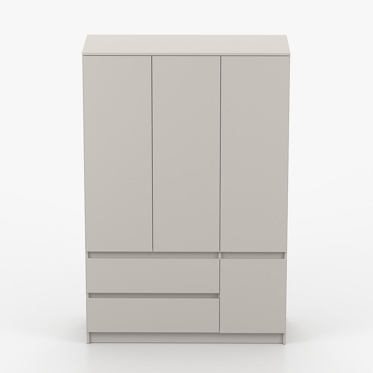 DREHTÜRENSCHRANK SOLO 4D2S II 120 cm Kaschmir/Kaschmir, 4-türig, zwei Schubladen, grifflos - Kaschmir, Holzwerkstoff (120/180/50cm) - imoebel24