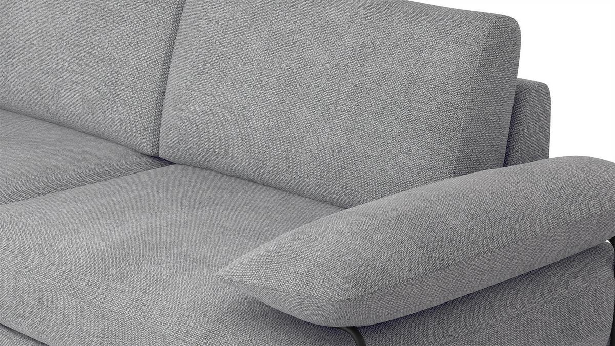SOFA LORI 3-Sitzer, silberfarben - Silberfarben/Schwarz, Holzwerkstoff/Textil (245/87/96cm) - Wozimo