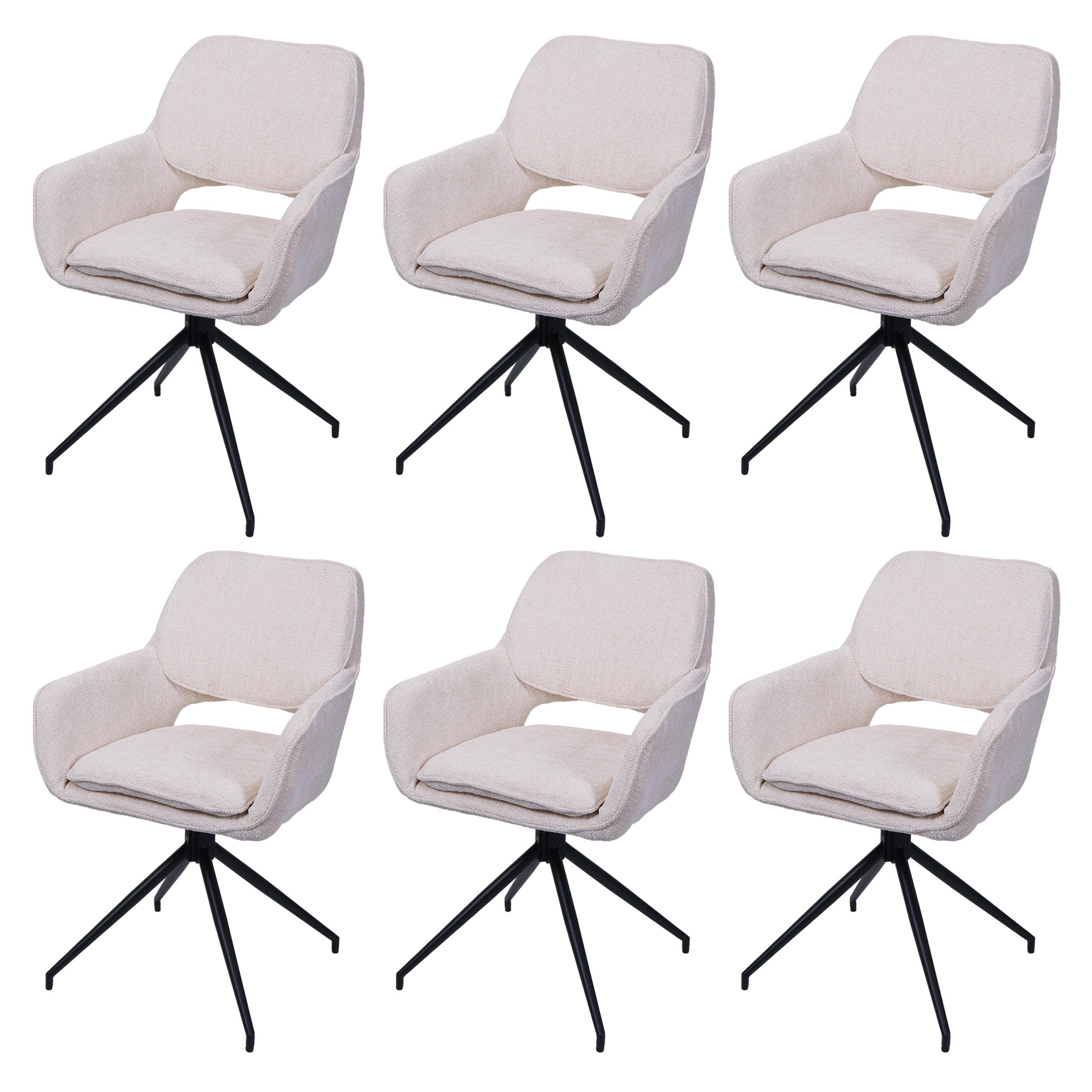 ESSZIMMERSTUHL Cremeweiß 6er-Set - Creme/Weiß, Textil (57/86/61cm) - MCW