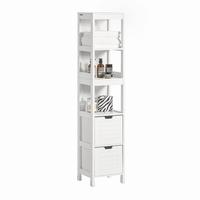 HOCHSCHRANK mit 3 offenen Fächern und 2 Körben Weiß 30x30x144cm - Weiß, Holzwerkstoff (30/145/30cm) - SoBuy